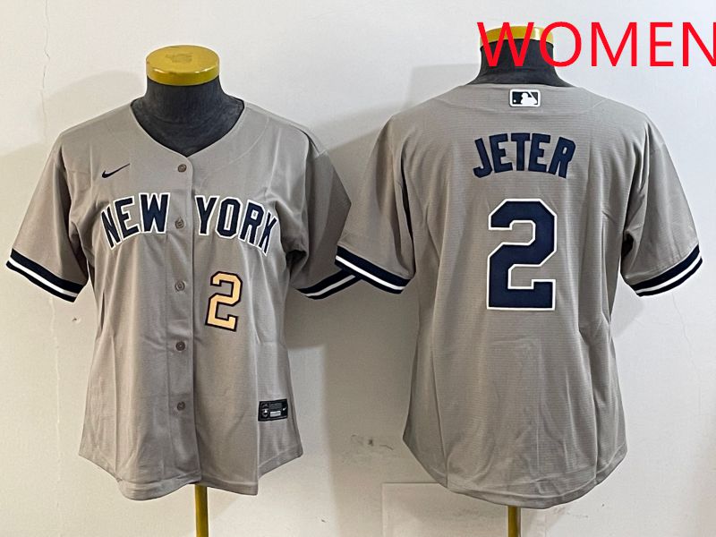 Women New York Yankees 2 Jeter Grey Game 2025 Nike MLB Jersey style 6